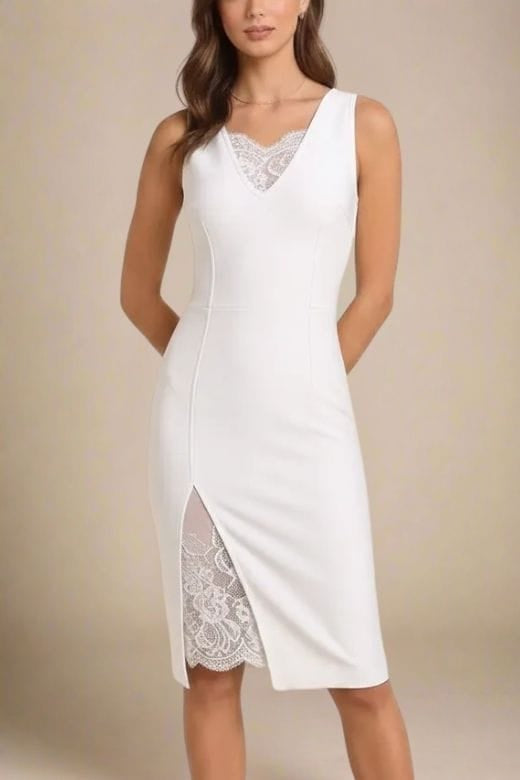 Elsa Bodycon Dress - White Pearl