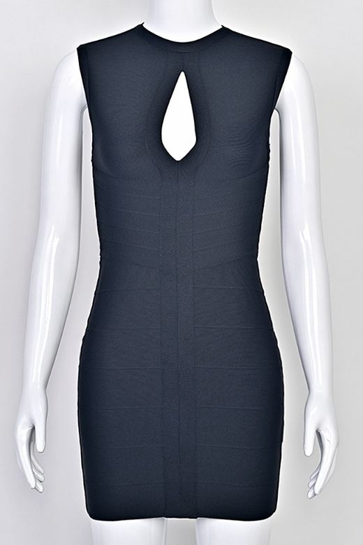 Woman wearing a figure flattering Alora Bandage Mini Dress - Classic Black BODYCON COLLECTION Pty Ltd