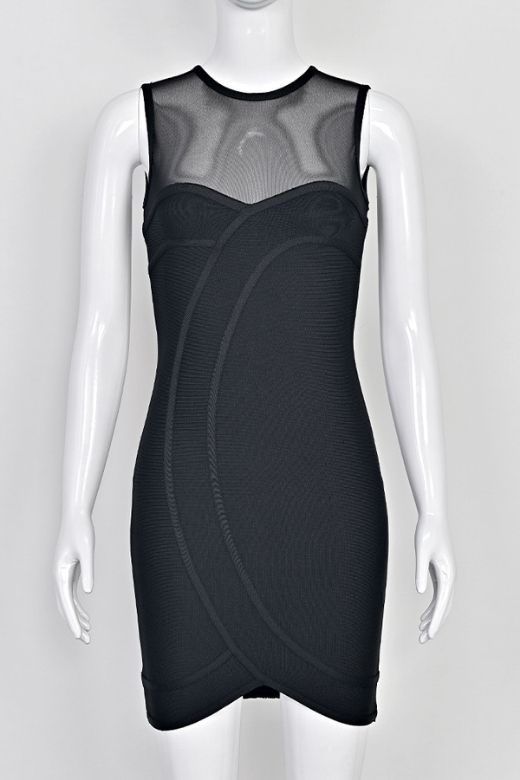 Woman wearing a figure flattering Aspen Bodycon Mini Dress - Classic Black BODYCON COLLECTION Pty Ltd