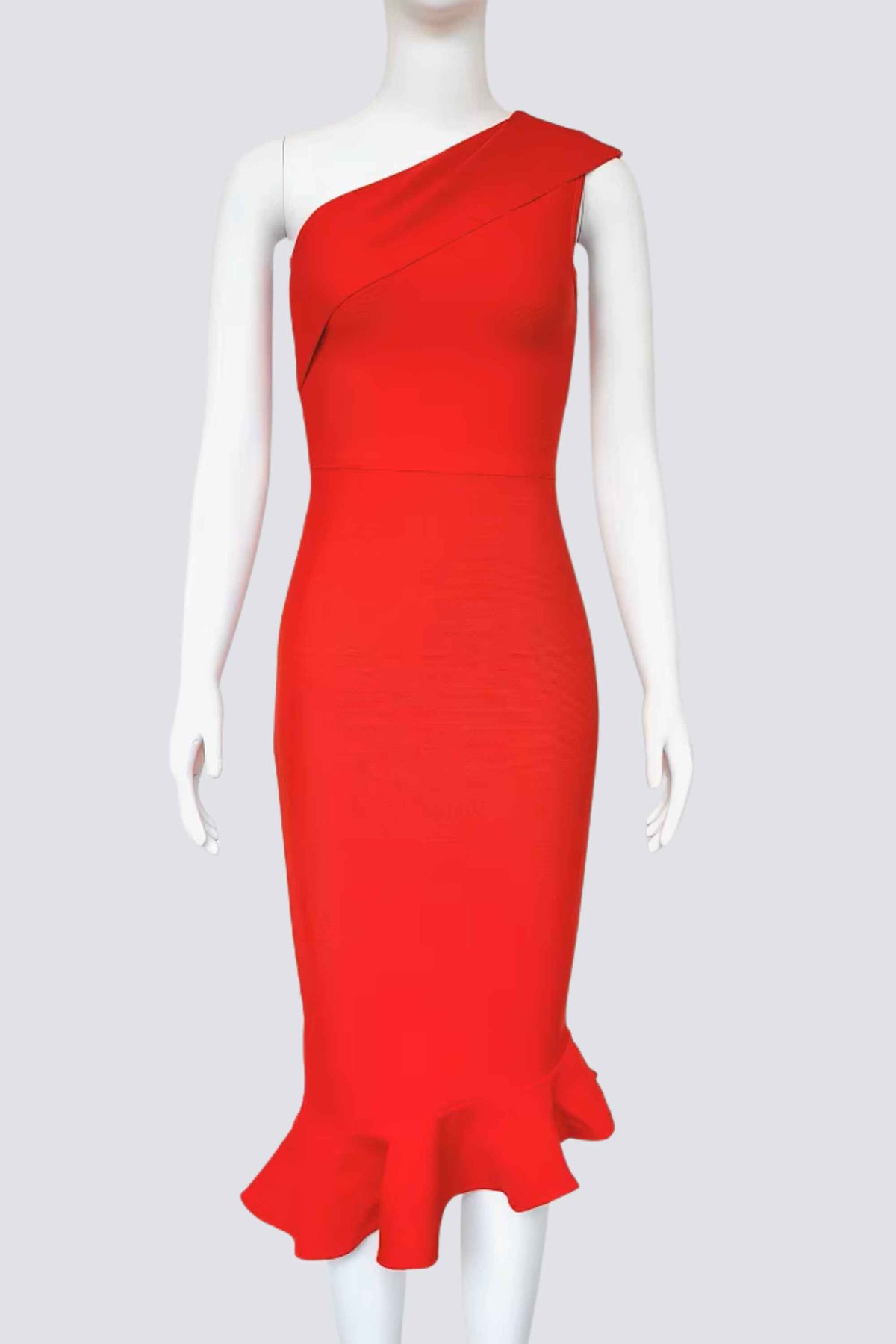 Woman wearing a figure flattering Avery Bandage Dress - Lipstick Red BODYCON COLLECTION