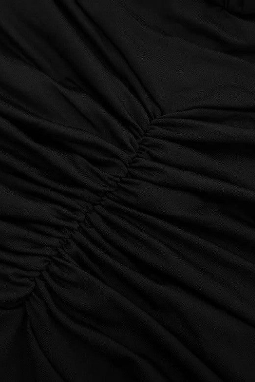 Woman wearing a figure flattering Bella Bodycon Wrap Maxi Dress - Classic Black BODYCON COLLECTION Pty Ltd