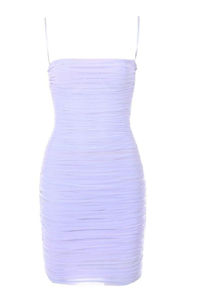 Woman wearing a figure flattering Cassie Bodycon Wrap Mini Dress - Violet BODYCON COLLECTION