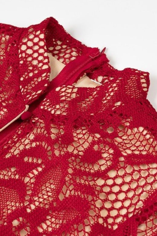 Woman wearing a figure flattering Charlotte Long Sleeve Bodycon Midi Dress - Chilli Red BODYCON COLLECTION