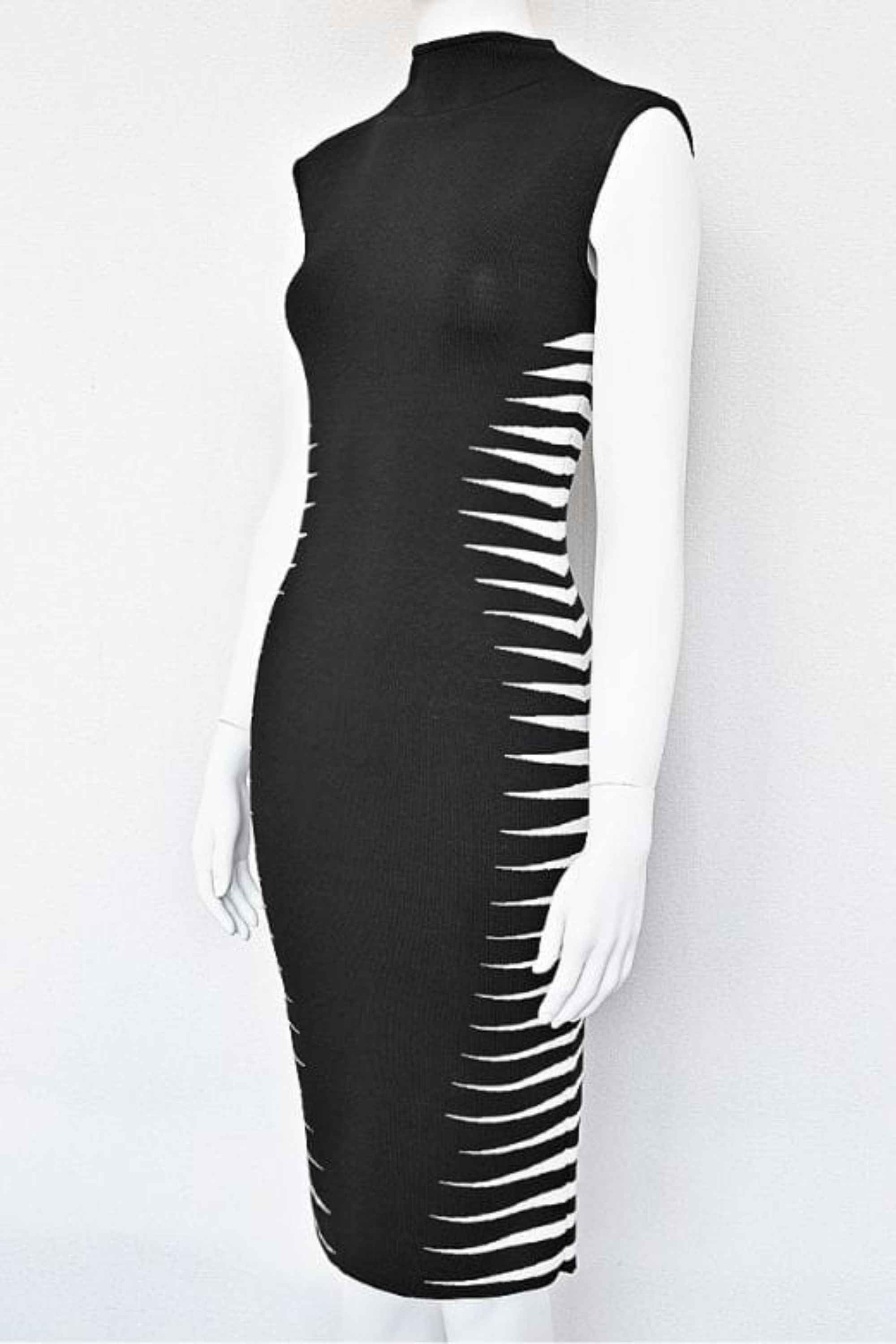 Woman wearing a figure flattering Cleo Bandage Midi Dress - Classic Black BODYCON COLLECTION Pty Ltd