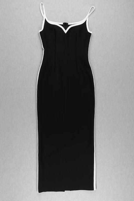 Woman wearing a figure flattering Dianne Bandage Maxi Dress - Classic Black BODYCON COLLECTION