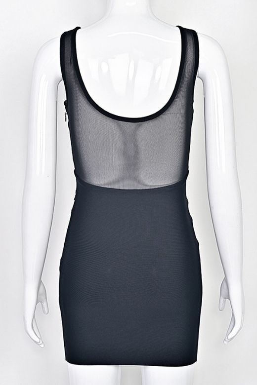 Woman wearing a figure flattering Ellie Bodycon Mini Dress - Classic Black BODYCON COLLECTION Pty Ltd