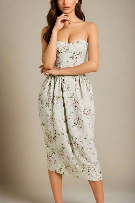 Woman wearing a figure flattering Everly Midi Dress - Mint Green BODYCON COLLECTION Pty Ltd