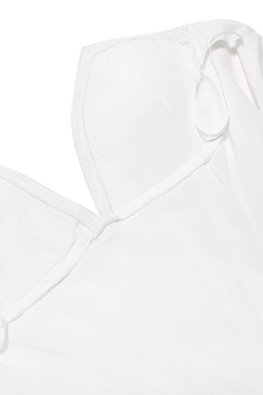 Woman wearing a figure flattering Gabbi Bodycon Midi Dress - Pearl White BODYCON COLLECTION