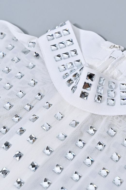 Woman wearing a figure flattering Hazel Long Sleeve Bodycon Dress - White Pearl BODYCON COLLECTION Pty Ltd