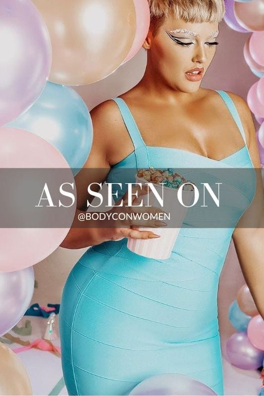 Woman wearing a figure flattering Heidi Bandage Midi Dress - Royal Blue Bodycon Collection