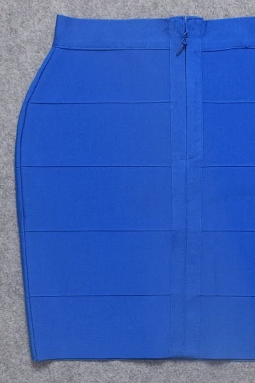 Woman wearing a figure flattering High Waist Bandage Mini Skirt - Royal Blue BODYCON COLLECTION