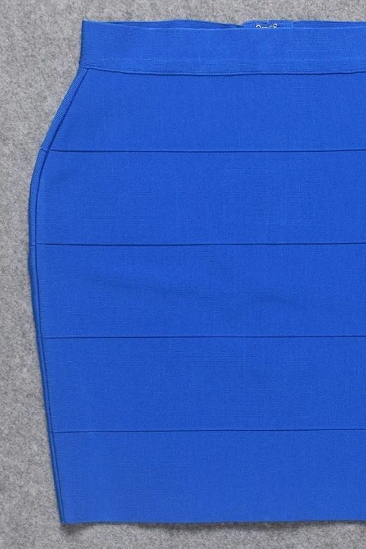 Woman wearing a figure flattering High Waist Bandage Mini Skirt - Royal Blue BODYCON COLLECTION