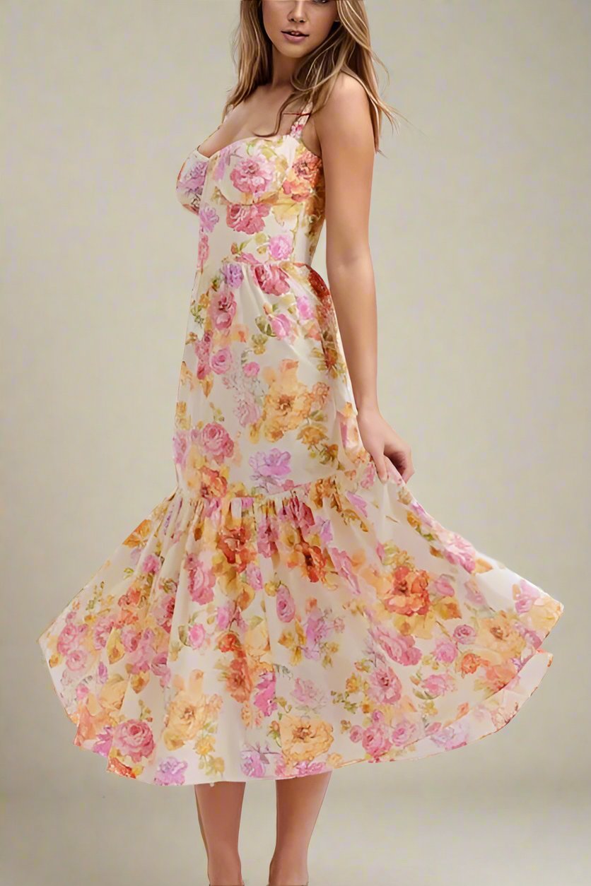 Woman wearing a figure flattering Imogen Bodycon Day Midi Dress - Dusty Pink BODYCON COLLECTION