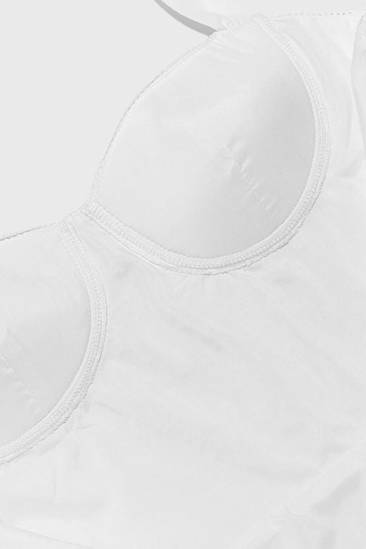 Woman wearing a figure flattering Imogen Bodycon Day Midi Dress - Pearl White BODYCON COLLECTION