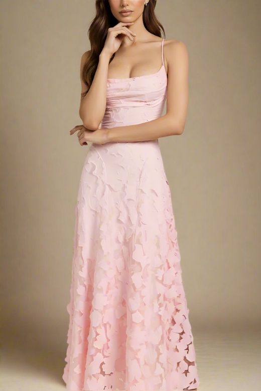 Woman wearing a figure flattering Ivy Bodycon Maxi Dress - Dusty Pink BODYCON COLLECTION