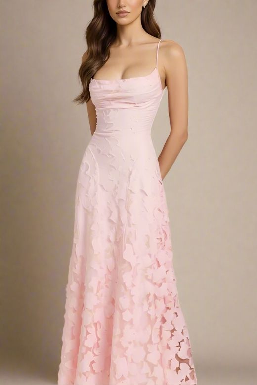 Woman wearing a figure flattering Ivy Bodycon Maxi Dress - Dusty Pink BODYCON COLLECTION