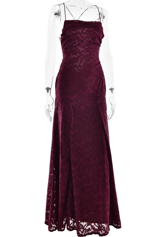 Woman wearing a figure flattering Ivy Bodycon Maxi Dress - Red Wine BODYCON COLLECTION
