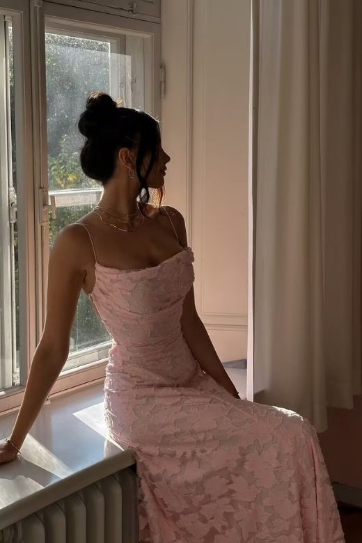 Woman wearing a figure flattering Ivy Bodycon Maxi Dress - Red Wine BODYCON COLLECTION