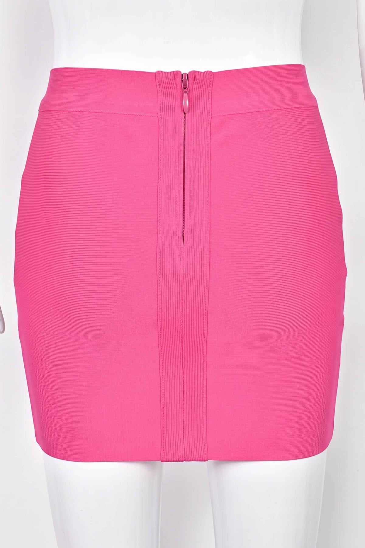 Woman wearing a figure flattering Jay High Waist Bandage Mini Skirt - Hot Pink BODYCON COLLECTION