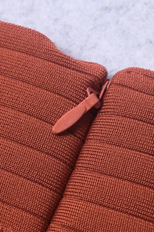 Woman wearing a figure flattering Jessie Midi Pencil Skirt - Tan Brown BODYCON COLLECTION Pty Ltd