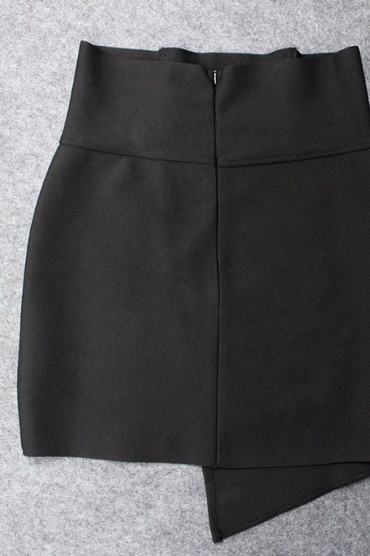Woman wearing a figure flattering Jessie Mini Pencil Skirt - Classic Black BODYCON COLLECTION Pty Ltd