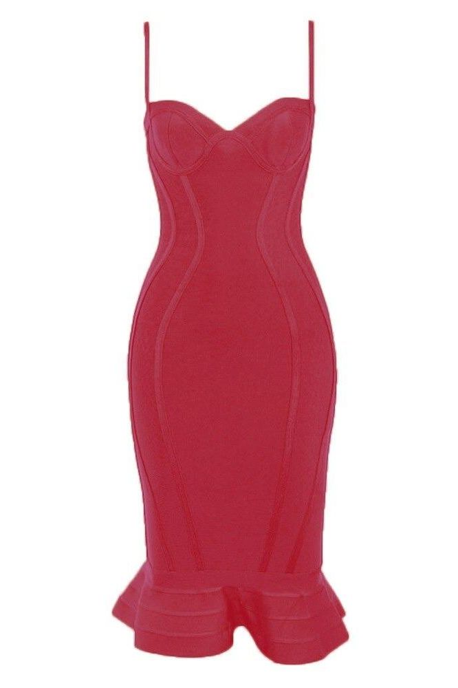 Woman wearing a figure flattering Joy Bandage Midi Dress - Red Wine Bodycon Collection