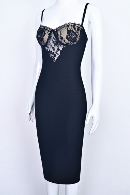Woman wearing a figure flattering Larissa Bodycon Dress - Classic Black BODYCON COLLECTION Pty Ltd