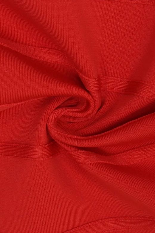 Woman wearing a figure flattering Leah Bodycon Dress - Lipstick Red Bodycon Collection