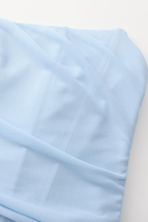 Woman wearing a figure flattering Margot Wrap Top and Maxi Skirt Outfit Set - Sky Blue BODYCON COLLECTION