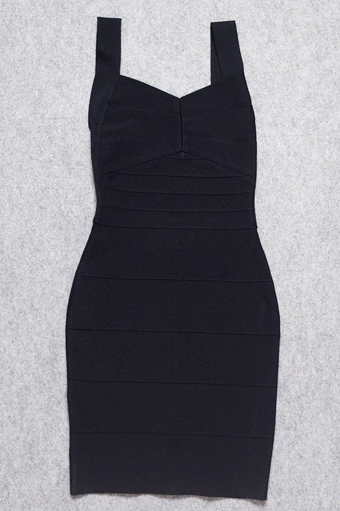 Woman wearing a figure flattering Maya Bandage Mini Dress - Classic Black BODYCON COLLECTION