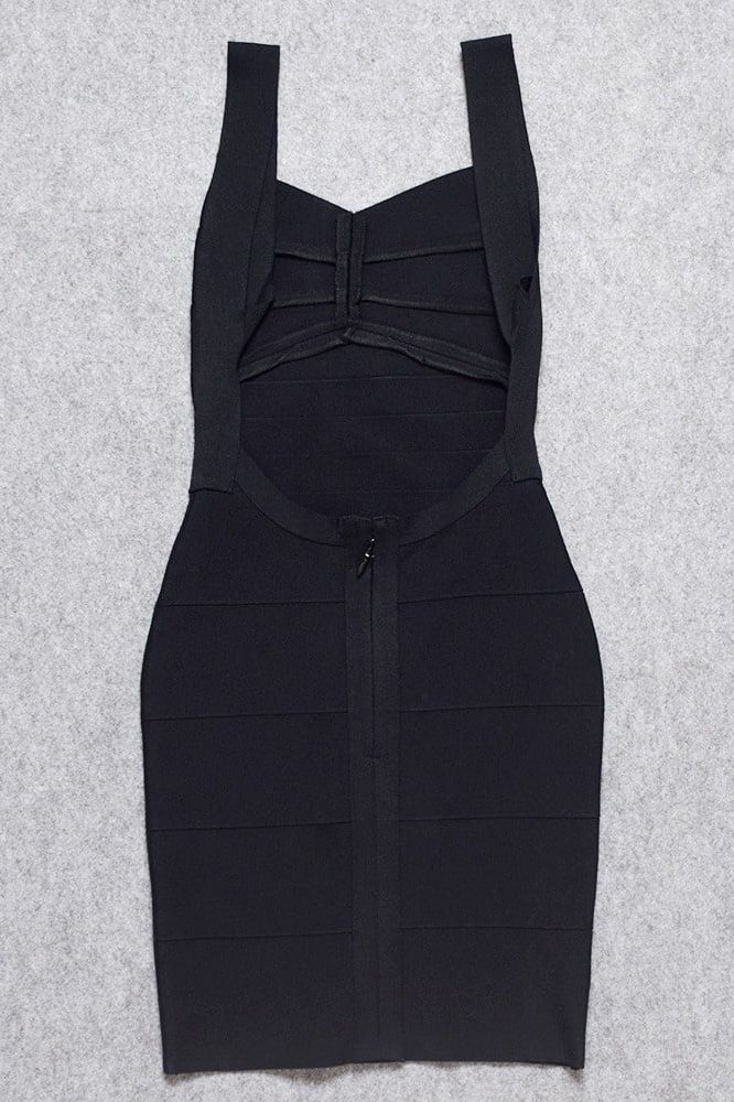 Woman wearing a figure flattering Maya Bandage Mini Dress - Classic Black BODYCON COLLECTION
