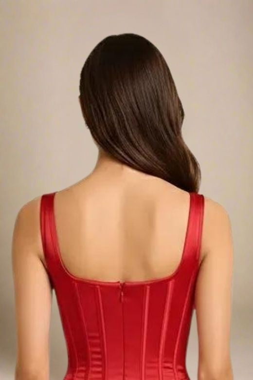 Woman wearing a figure flattering Mila Bodycon Wrap Maxi Dress - Lipstick Red BODYCON COLLECTION Pty Ltd