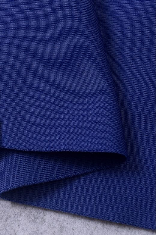 Woman wearing a figure flattering Molly Bandage Midi Dress - Navy Blue BODYCON COLLECTION