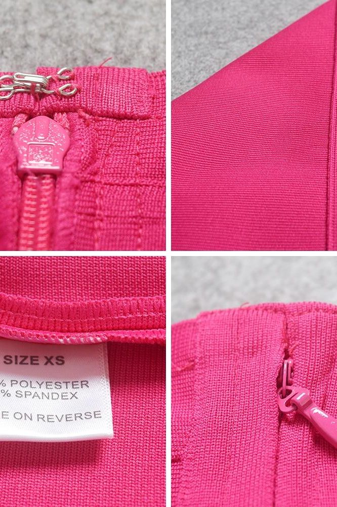 Woman wearing a figure flattering Pencil High Waist Bandage Knee Length Skirt - Hot Pink BODYCON COLLECTION