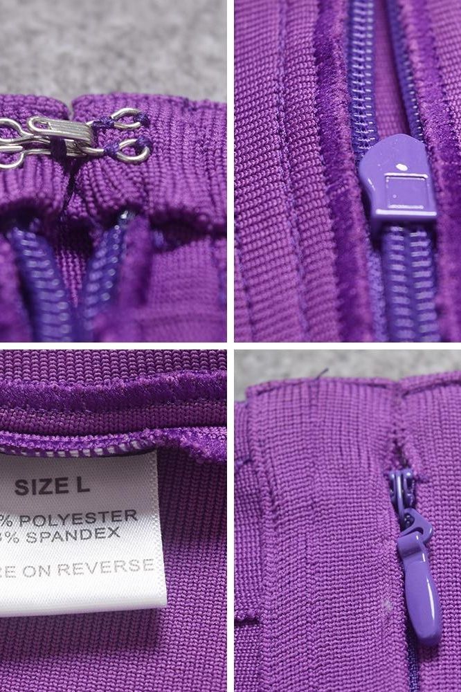 Woman wearing a figure flattering Pencil High Waist Bandage Knee Length Skirt - Plum Purple BODYCON COLLECTION