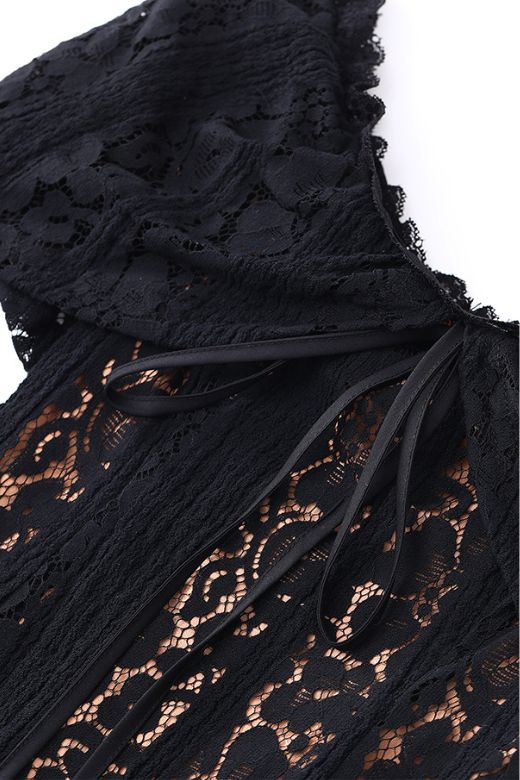 Woman wearing a figure flattering Rose Long Sleeve Bodycon Maxi Dress - Classic Black BODYCON COLLECTION