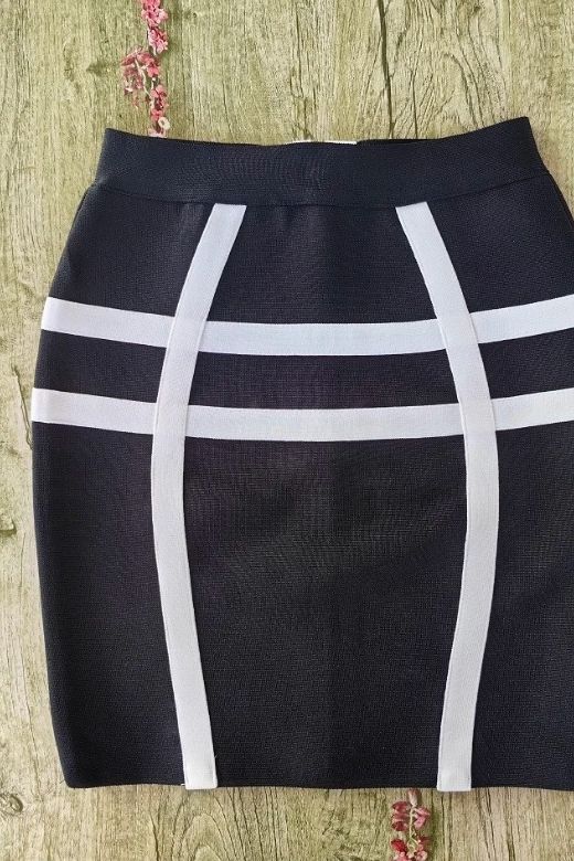 Woman wearing a figure flattering Suki High Waist Bandage Mini Skirt - Classic Black BODYCON COLLECTION Pty Ltd