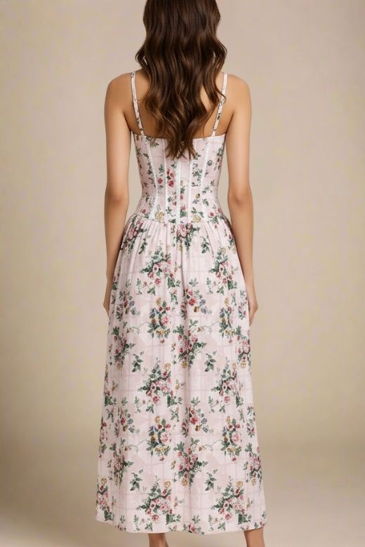 Woman wearing a figure flattering Tasmin Midi Dress - Beige Cream BODYCON COLLECTION