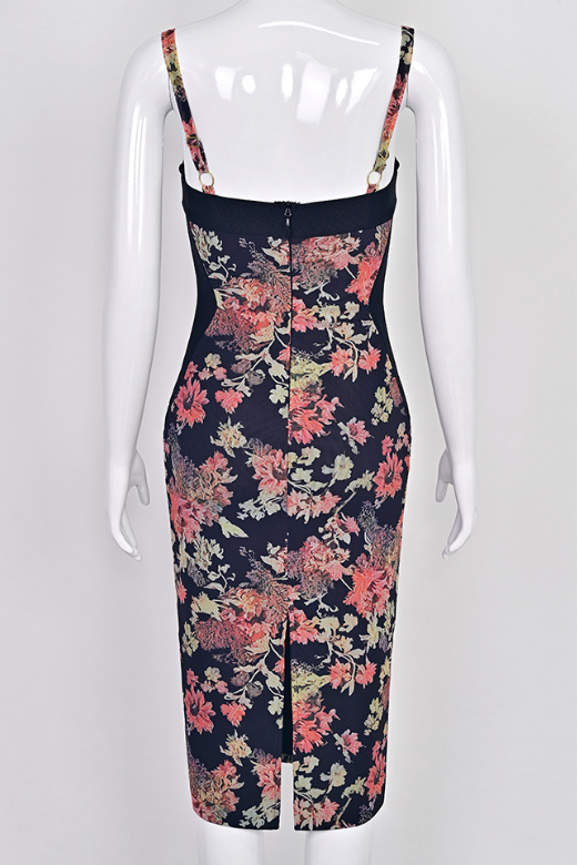 Woman wearing a figure flattering Tate Bodycon Wrap Dress - Classic Black BODYCON COLLECTION Pty Ltd