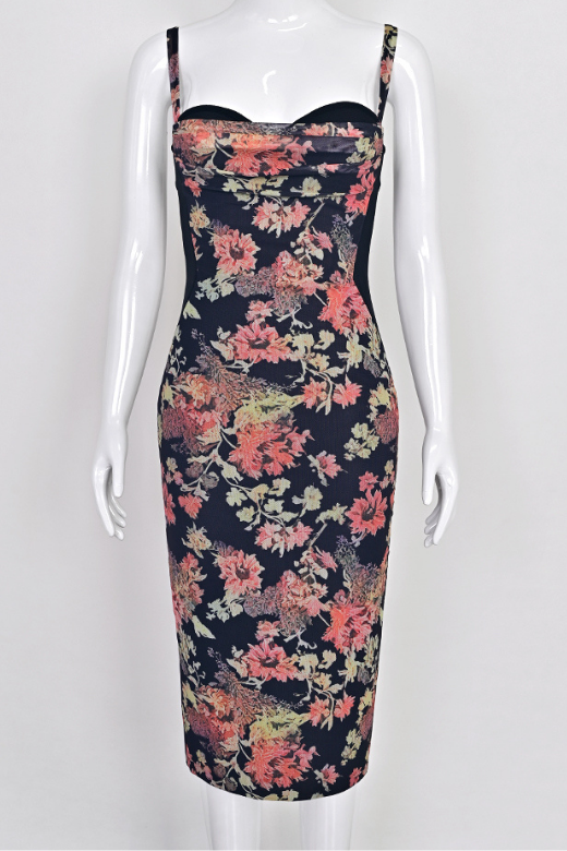 Woman wearing a figure flattering Tate Bodycon Wrap Dress - Classic Black BODYCON COLLECTION Pty Ltd