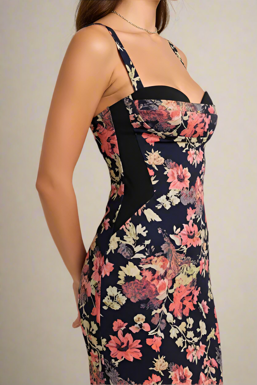 Woman wearing a figure flattering Tate Bodycon Wrap Dress - Classic Black BODYCON COLLECTION Pty Ltd