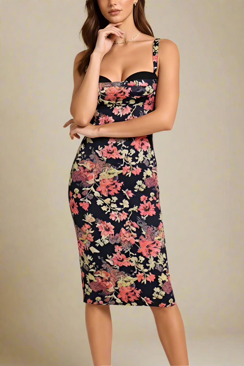 Woman wearing a figure flattering Tate Bodycon Wrap Dress - Classic Black BODYCON COLLECTION Pty Ltd