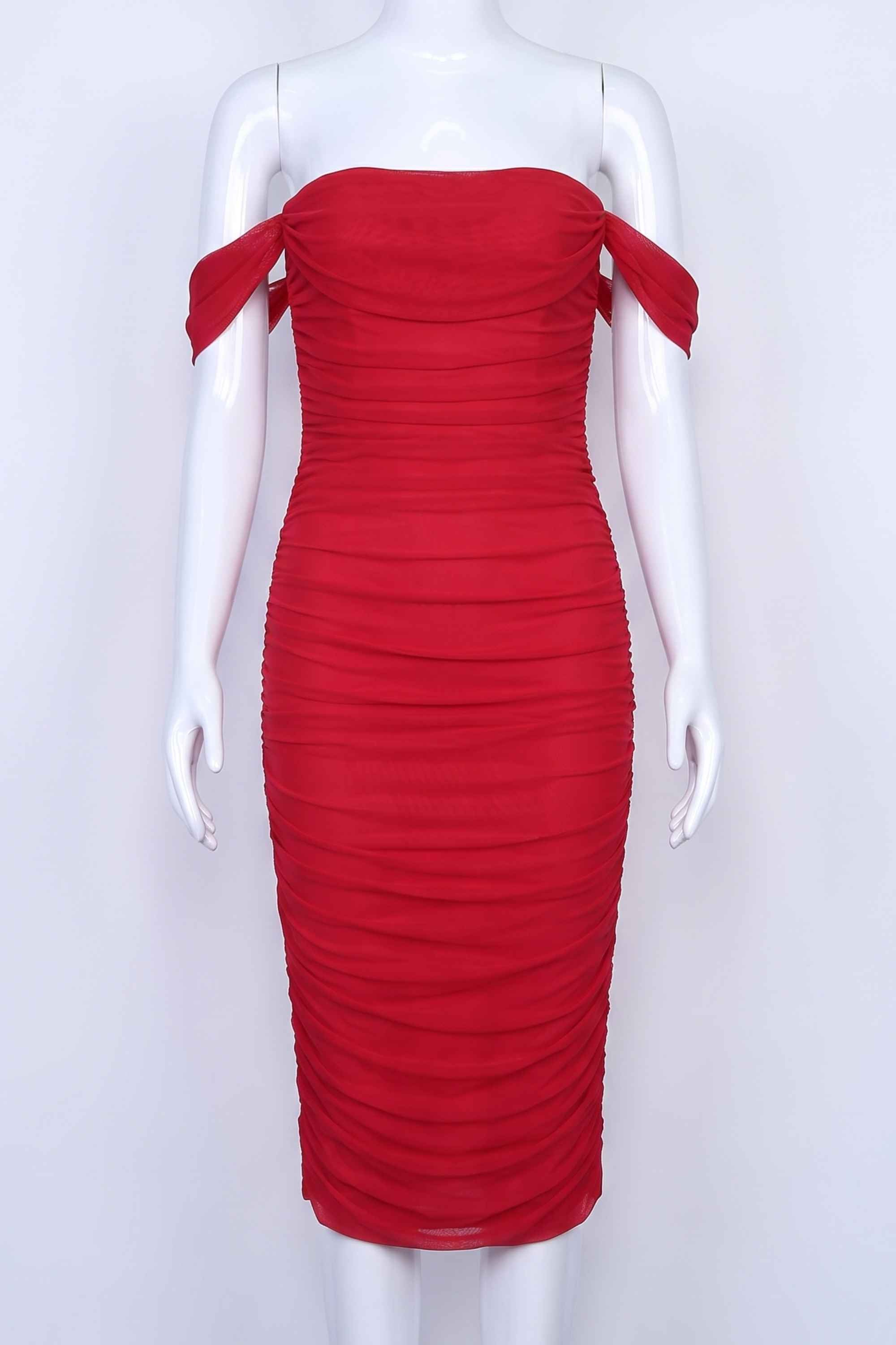 Woman wearing a figure flattering Zia Bodycon Wrap Midi Dress - Red Wine Bodycon Collection