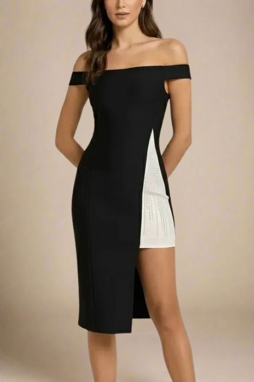 Sofie Off Shoulder Bodycon Dress - Classic Black