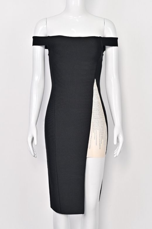 Sofie Off Shoulder Bodycon Dress - Classic Black