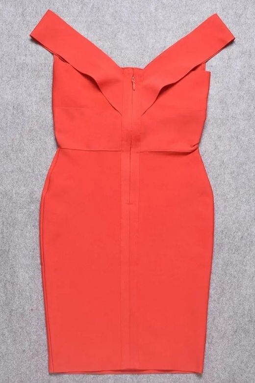 Woman wearing a figure flattering  Ash Bandage Dress - Lipstick Red Bodycon Collection