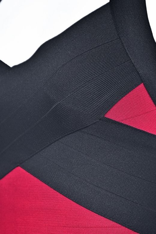 Woman wearing a figure flattering  Audrey Bandage Mini Dress - Cherry Red BODYCON COLLECTION Pty Ltd