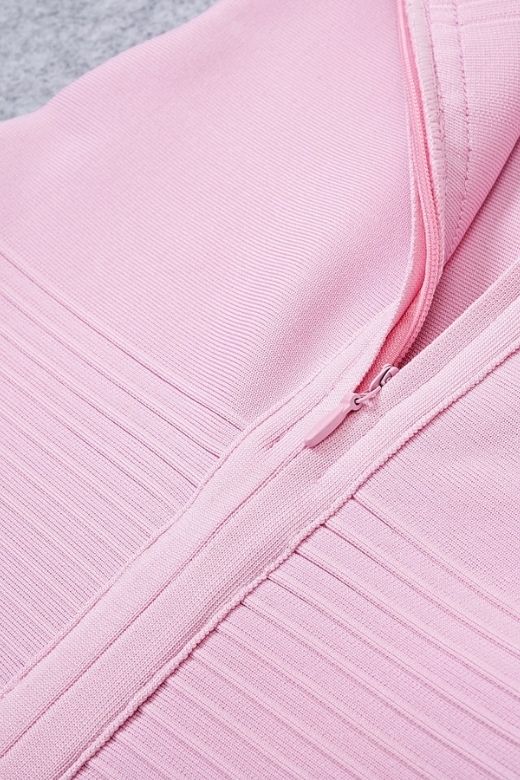 Woman wearing a figure flattering  Billie Bandage Midi Dress - Dusty Pink Bodycon Collection