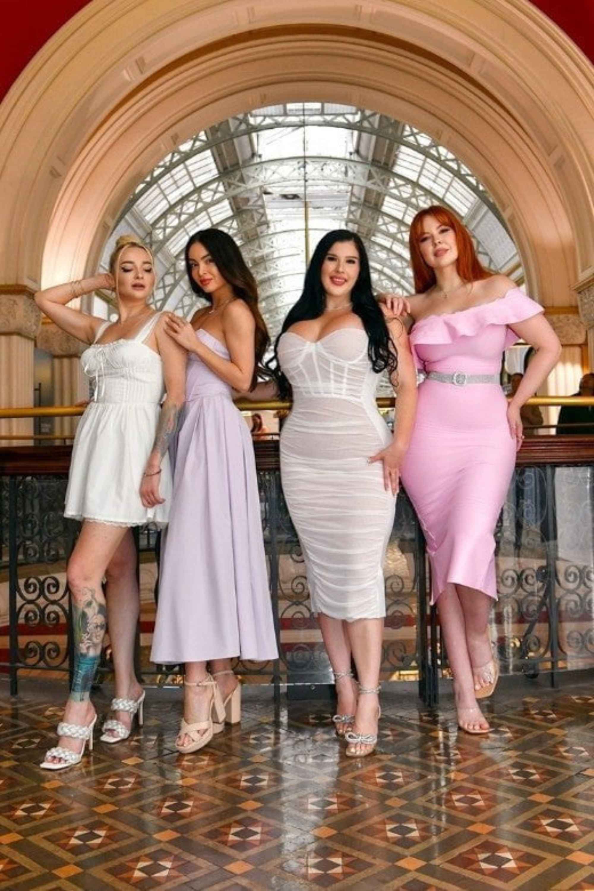 Woman wearing a figure flattering  Billie Bandage Midi Dress - Dusty Pink Bodycon Collection