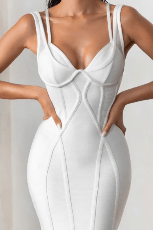 BODYCON COLLECTION Lucy Bandage Midi Dress - Pearl White Womens Dresses and Apparel Online